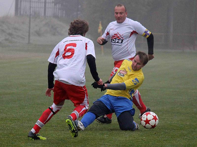 Z utkání fotbalistů Spartak První Chodská Klenčí a Sokol Blížejov.