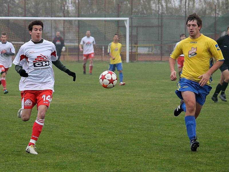 Z utkání fotbalistů Spartak První Chodská Klenčí a Sokol Blížejov.