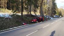 Nehoda, při které u Lískové nabouralo auto do stromu