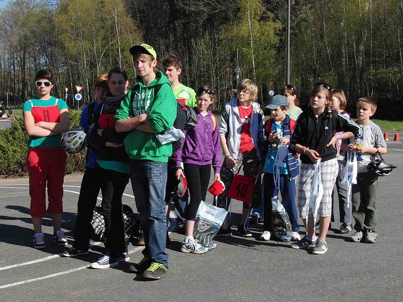 Okresní kolo dopravní soutěže mladých cyklistů.