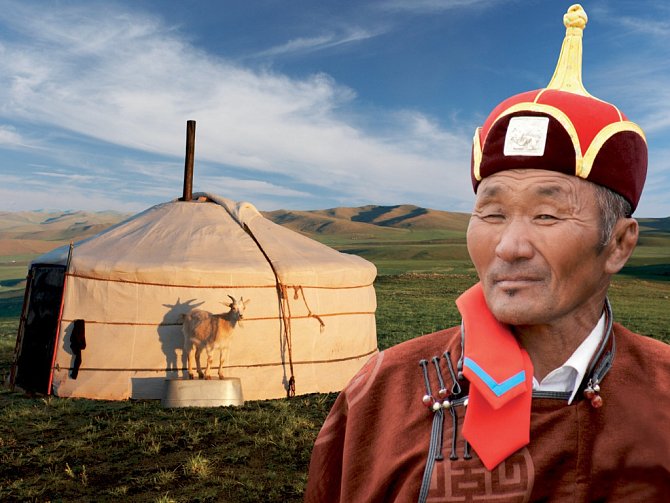 DOMÁCKÉ JURTY I DOMÁCÍ DOBYTEK zachytil při své cestě po Mongolsku cestovatel Loew. 