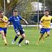 FORTUNA ČFL, skupina A, 25. kolo: FC Písek - TJ Jiskra Domažlice (na snímku fotbalisté v modrých dresech) 3:3 (1:1).