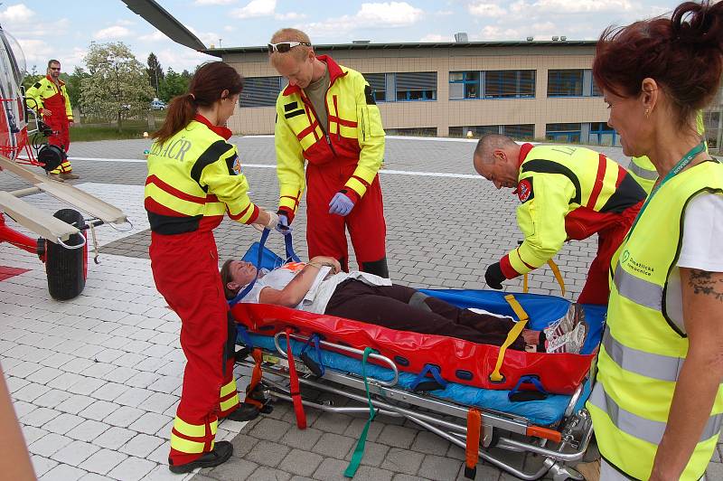 Velké cvičení v Domažlické nemocnici.