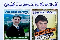 Kandidáti dnešních voleb na starostu ve Furthu im Wald.