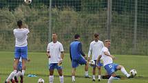 3. kolo FORTUNA ČFL A: Dynamo České Budějovice B - TJ Jiskra Domažlice (hráči v bílých dresech) 0:1 (0:1).