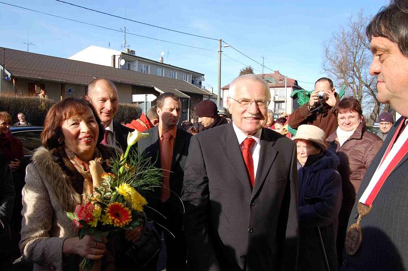 Z návštěvy prezidenta Václava Klause v Trhanově.