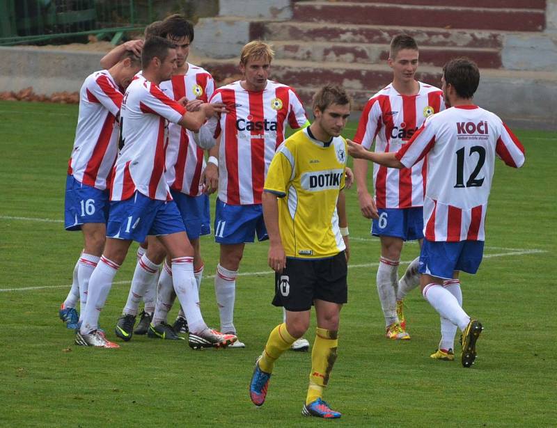 Z utkání fotbalistů Jiskry Domažlice v Písku.