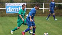 Slovan Kvíčovice (v modrém) - Sokol Srby (v červeném) 6:0 (4:0).