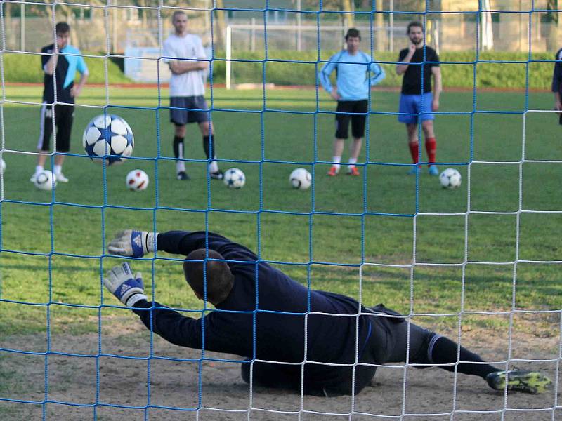 Z tréninku fotbalistů Jiskry Domažlice. 