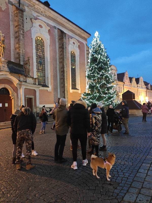 Rozsvícení vánočního stromku na náměstí Míru se uskutečnilo v sobotu před 17. hodinou.