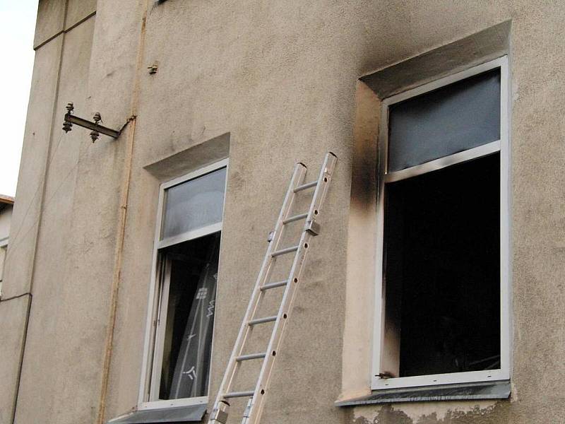 Požár bytu v Masarykově ulici v Domažlicích.