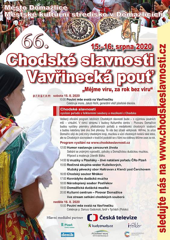 Letošní program Chodských slavností 2020. Foto: MKS Domažlice