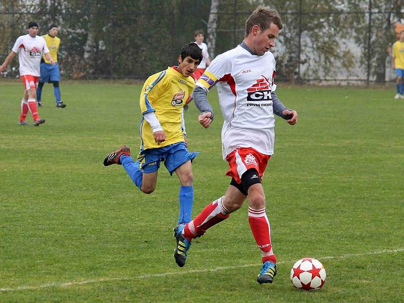 Z utkání fotbalistů Spartak První Chodská Klenčí B a Sokol Blížejov.