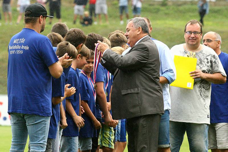 Fotbalisté Domažlic (na archivním snímku hráči v modrobílých dresech) prohráli na hřišti Benešova 3:5.
