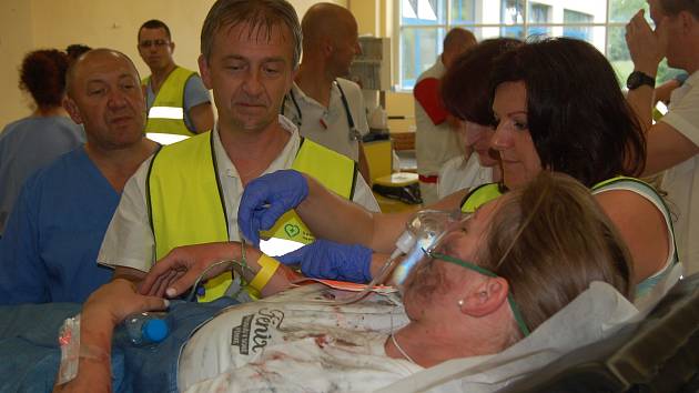 Velké cvičení v Domažlické nemocnici.