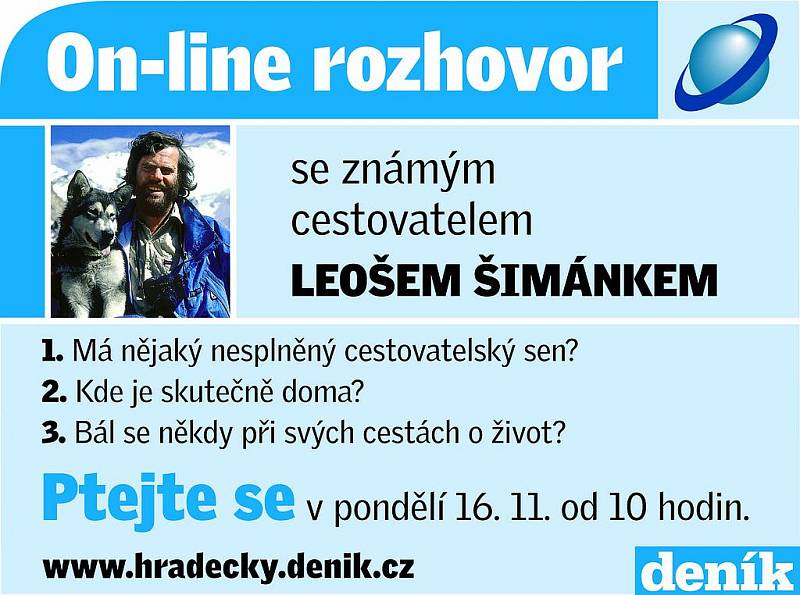 On-line rozhovor s cestovatelem Leošem Šimánkem.