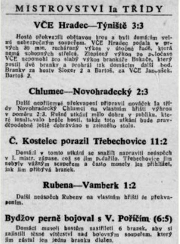 V roce 1948 se v novinách kromě politiky občas objevil i fotbal.