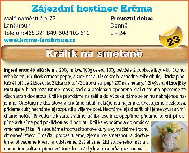 Zájezdní hostinec Krčma - Králík na smetaně