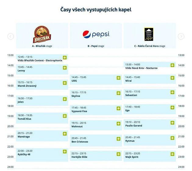 Program Majálesu 2018