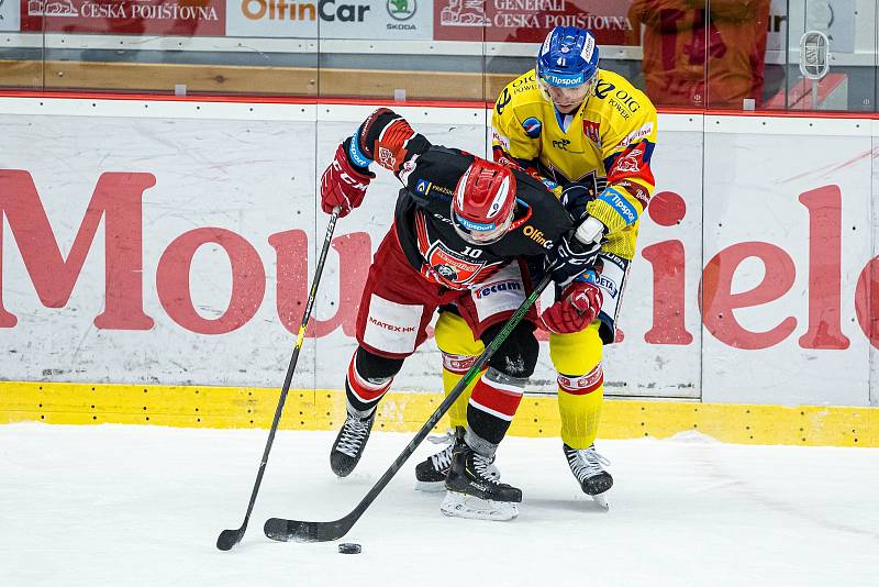 Hokejová extraliga: Mountfield HK - Madeta Motor České Budějovice.