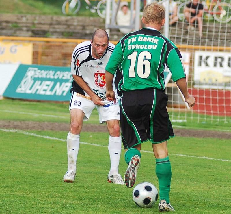 Z utkání II. ligy mezi Baníkem Sokolov a Hradcem Králové (2:0).