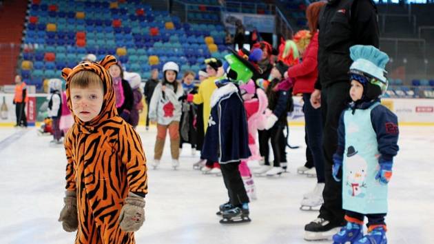 Království masek na ledě - dětský karneval hradeckého Sionu na zimním stadionu.