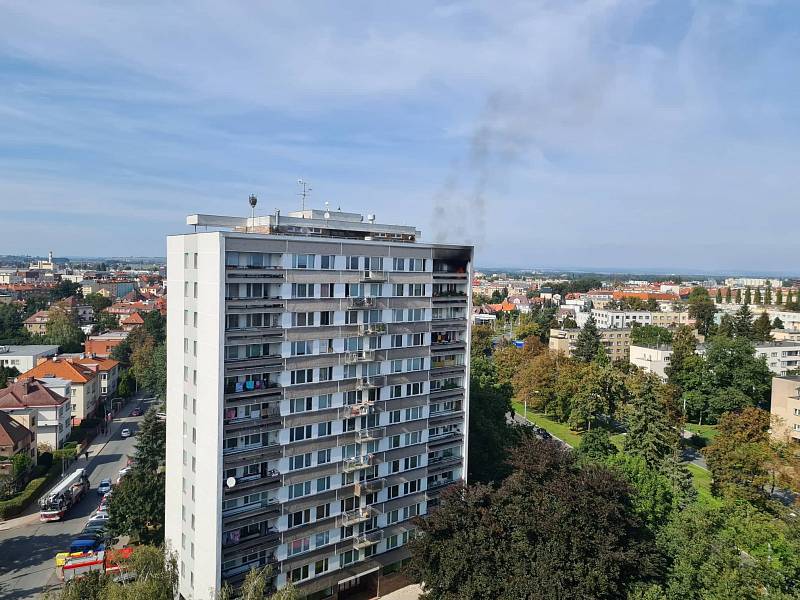 Požár bytu v Baarově ulici v Hradci Králové