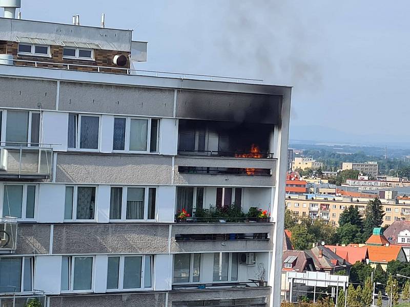 Požár bytu v Baarově ulici v Hradci Králové