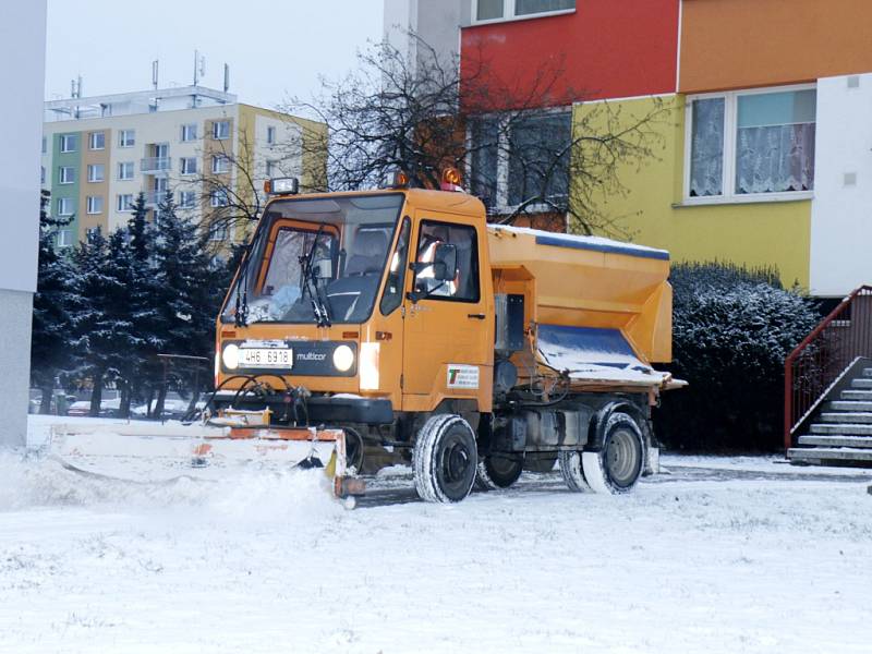 Zima a sníh v Hradci Králové.