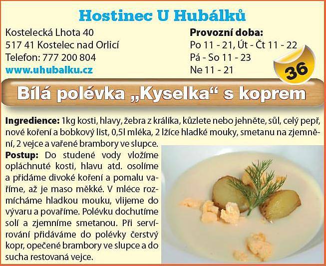 Hostinec U Hubálků - Bílá polévka „Kyselka“ s koprem