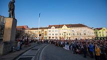 Protest proti vládě Andreje Babiše na Masarykově náměstí v Hradci Králové.