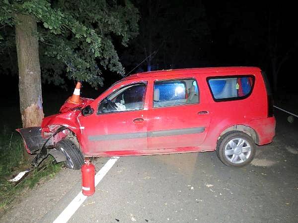 Havárie osobního automobilu v Krňovicích.