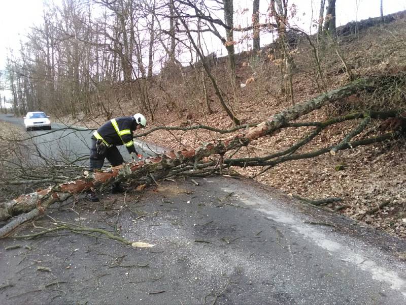 Silný vítr lámal stromy a bral střechy. Hasiči se nezastavili.