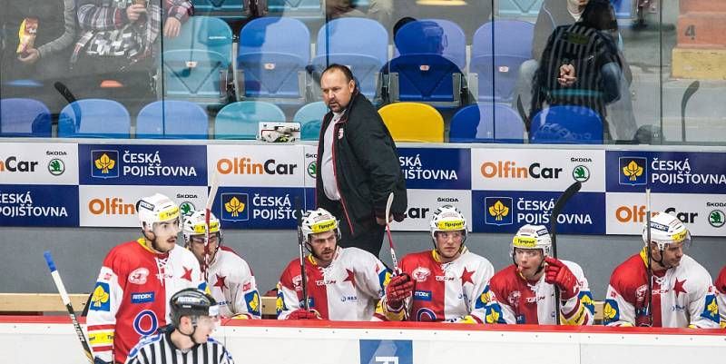 Hokejová extraliga: Mountfield HK - HC Slavia Praha.