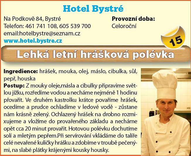 Hotel Bystré - Lehká letní hrášková polévka