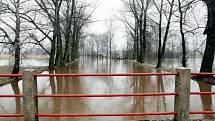 První povodňový stupeň platí na řece Cidlině na královehradecku. Zaplavené louky v okolí Nového Bydžova.