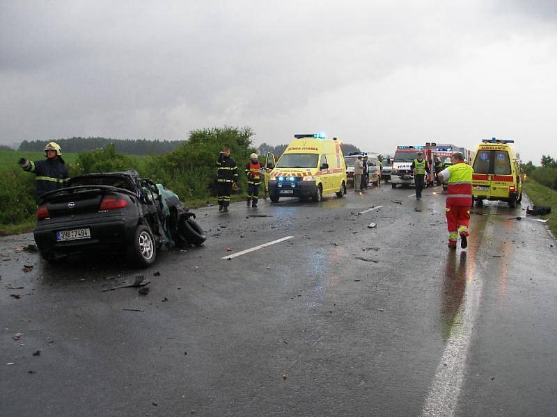 Dopravní nehoda na silnici 33 u obce Kleny, tři zranění, jeden mrtvý