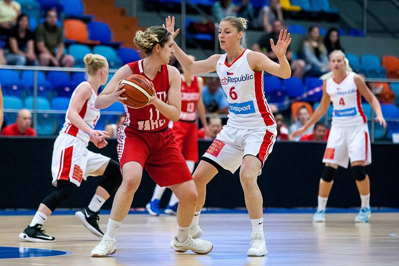 Přípravné utkání basketbalistek v Hradci Králové: Česká republika - Chrovatsko.