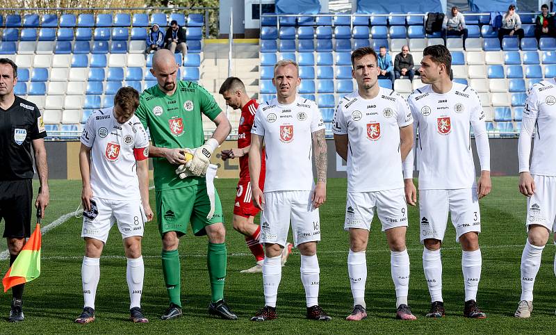 Brankář hradeckých Votroků Patrik Vízek v zápasech FORTUNA:LIGY.