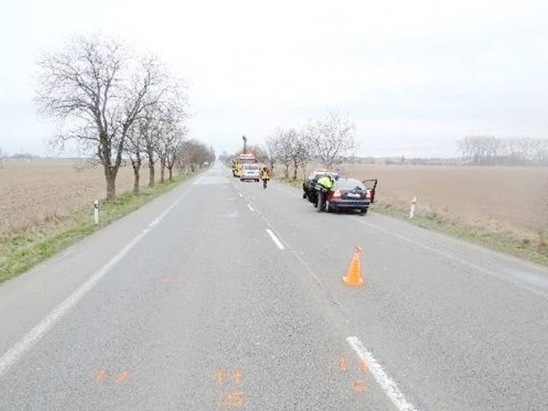 Tragická havárie osobního automobilu na silnici I/33 u obce Bříza nedaleko Všestar.