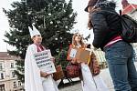 Mikulášský protest za férovou čokoládu na Masarykově náměstí v Hradci Králové.