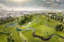 Vizualizace. Plán na výstavbu v Severní zóně úzce souvisí s revitalizací Piletického potoka.