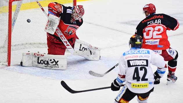 Hradec v utkání 26. kola hokejové extraligy nestačil na pražskou Spartu (3:8).