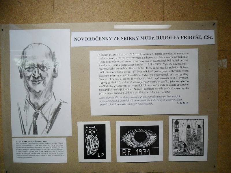 Z výstavy Novoročenky ze sbírky Rudolfa Príbyše v královéhradecké galerii Na Mostě.