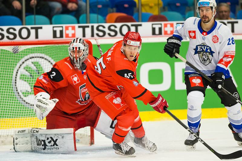 Čtvrtfinále play off hokejové Ligy mistrů: Mountfield HK - EV Zug.