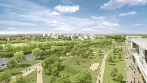 Park Malšovice. Návrh ECE Projektmanagementu Praha, park