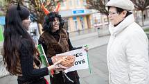 Mikulášský protest za férovou čokoládu na Masarykově náměstí v Hradci Králové.