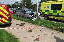 Dopravní nehoda u hradecké Fakultní nemocnice.