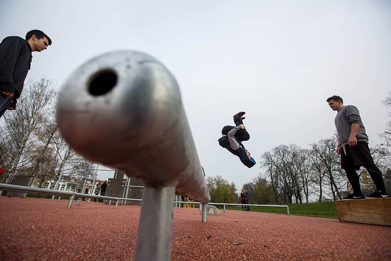 Otevření nového parkourového hřiště v Hradci Králové.