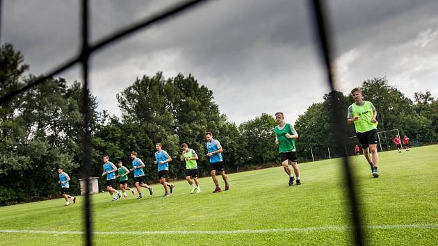 Trénink fotbalistů FC Hradec Králové v rámci letní přípravy.